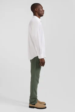 Regular plain white mixed stretch cotton shirt