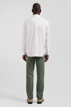 Regular plain white mixed stretch cotton shirt
