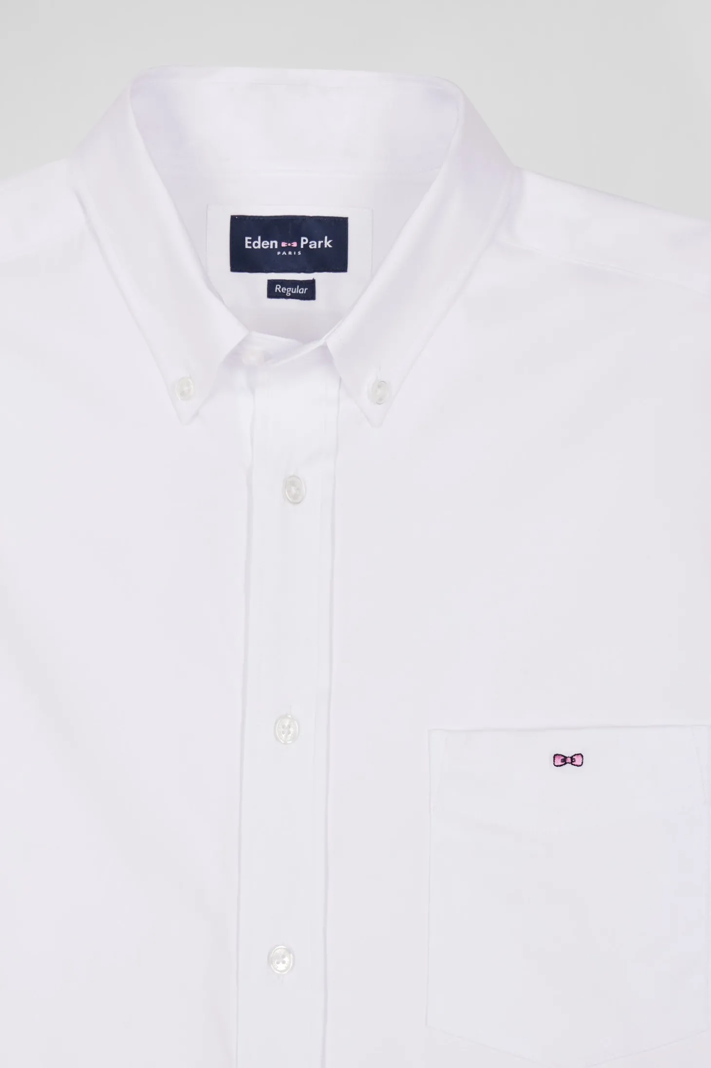 Regular plain white mixed stretch cotton shirt