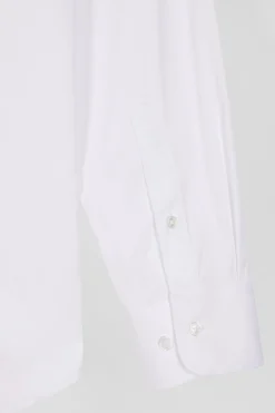 Regular plain white mixed stretch cotton shirt