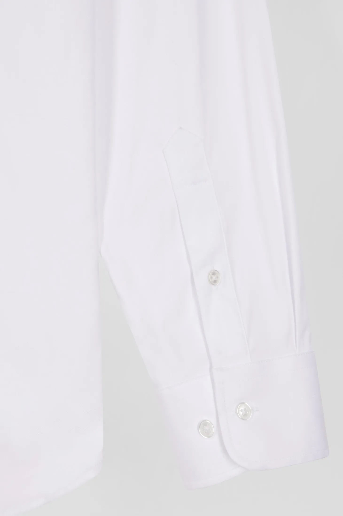 Regular plain white mixed stretch cotton shirt