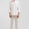 Regular plain white piqué cotton shirt