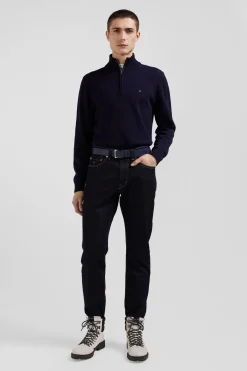 Regular raw stretch denim jeans