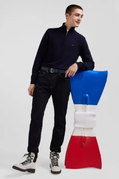 Regular raw stretch denim jeans