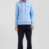 Regular sky blue brushed cotton fleece hoodie with Eden Park embroidery