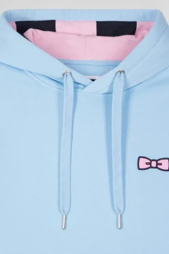 Regular sky blue brushed cotton fleece hoodie with Eden Park embroidery