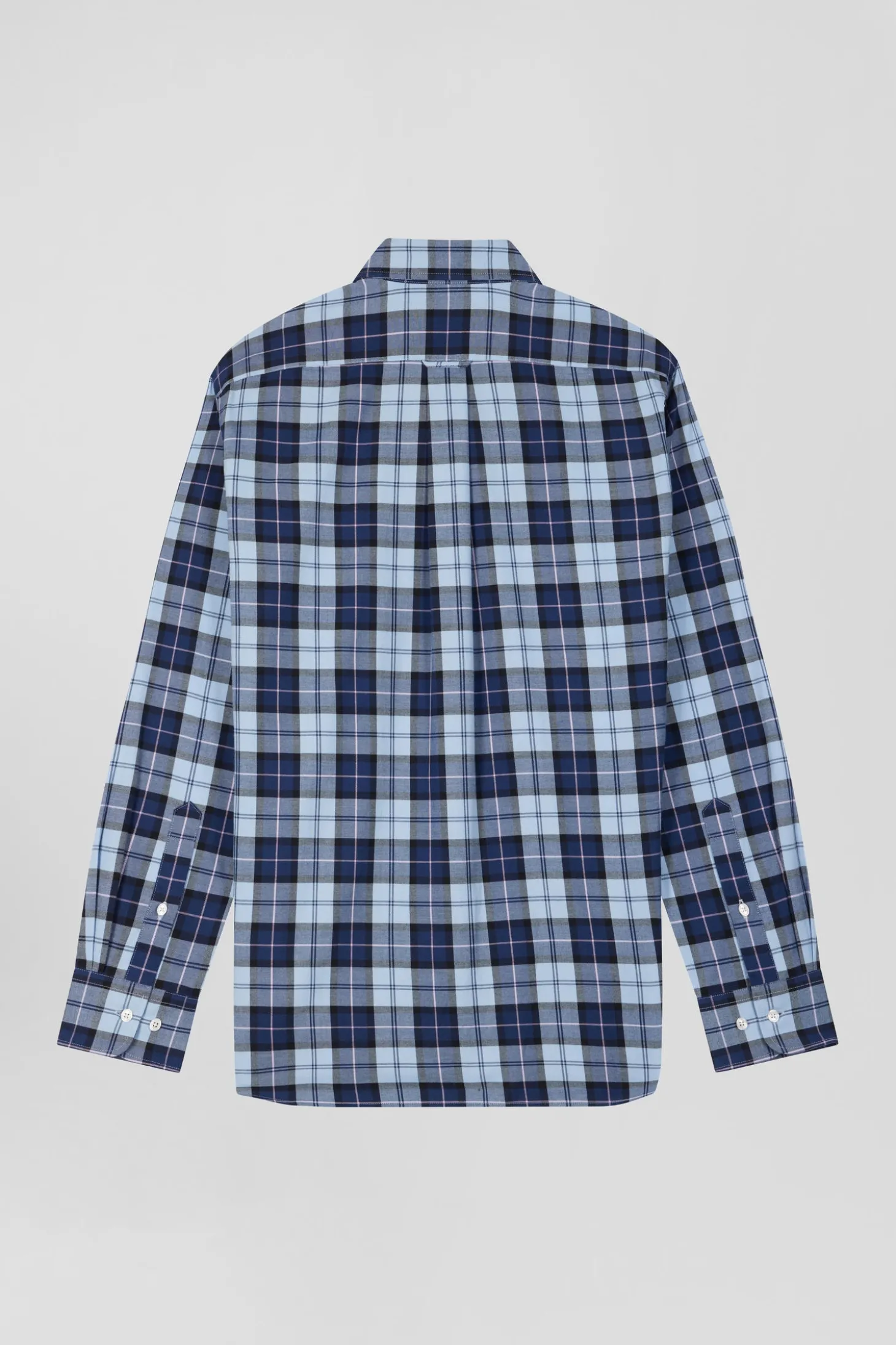 Regular sky blue checked cotton twill shirt
