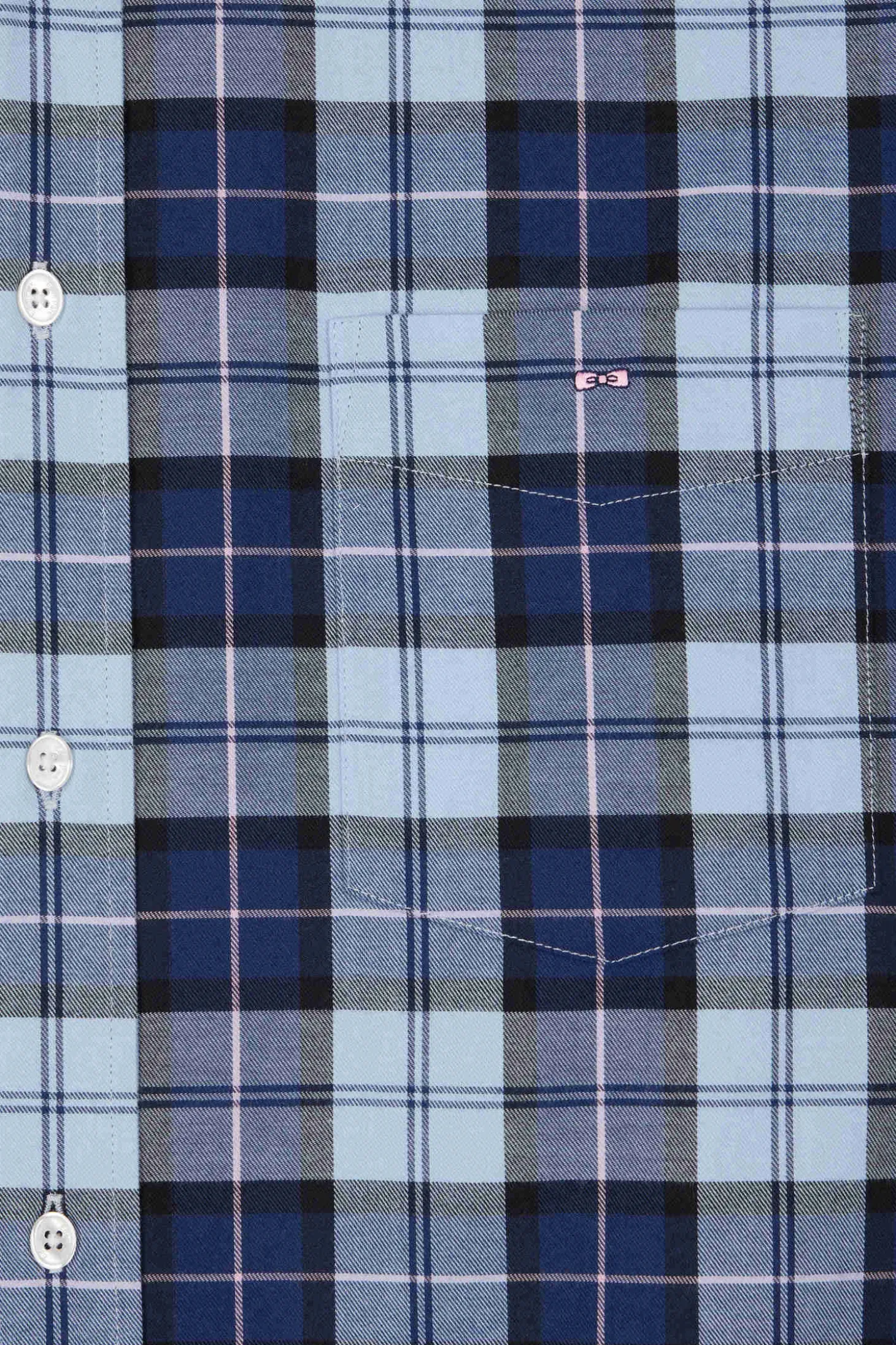 Regular sky blue checked cotton twill shirt