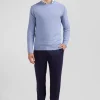 Regular sky blue cotton crew neck jumper