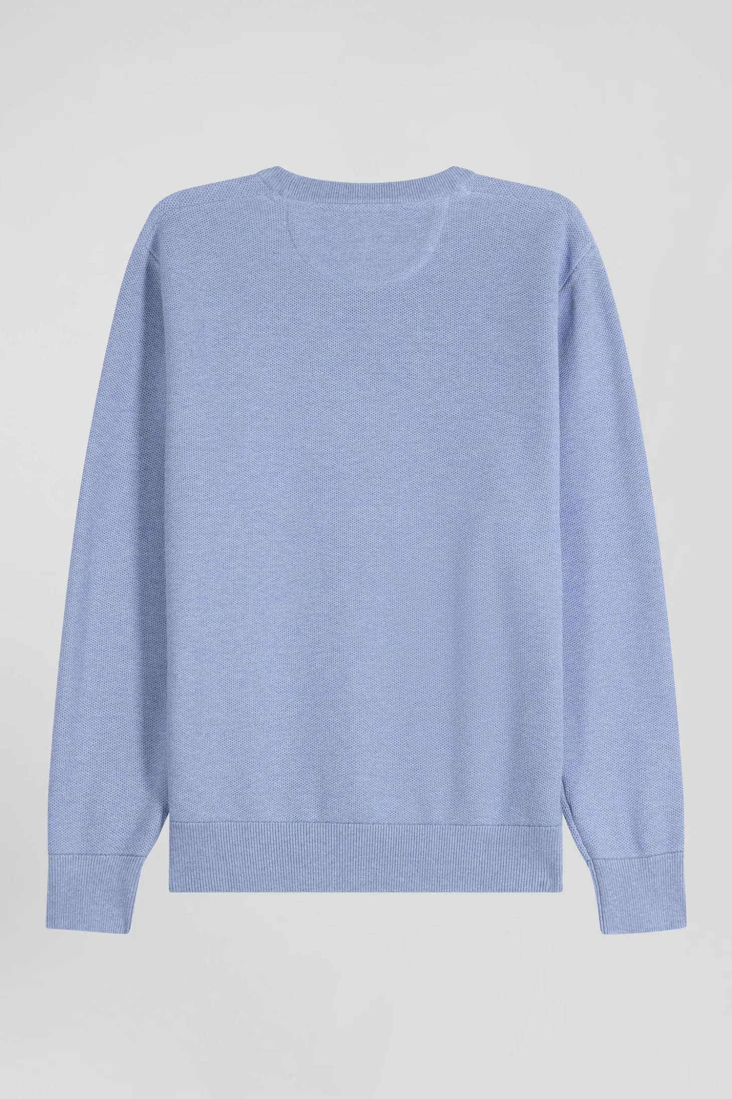 Regular sky blue cotton crew neck jumper