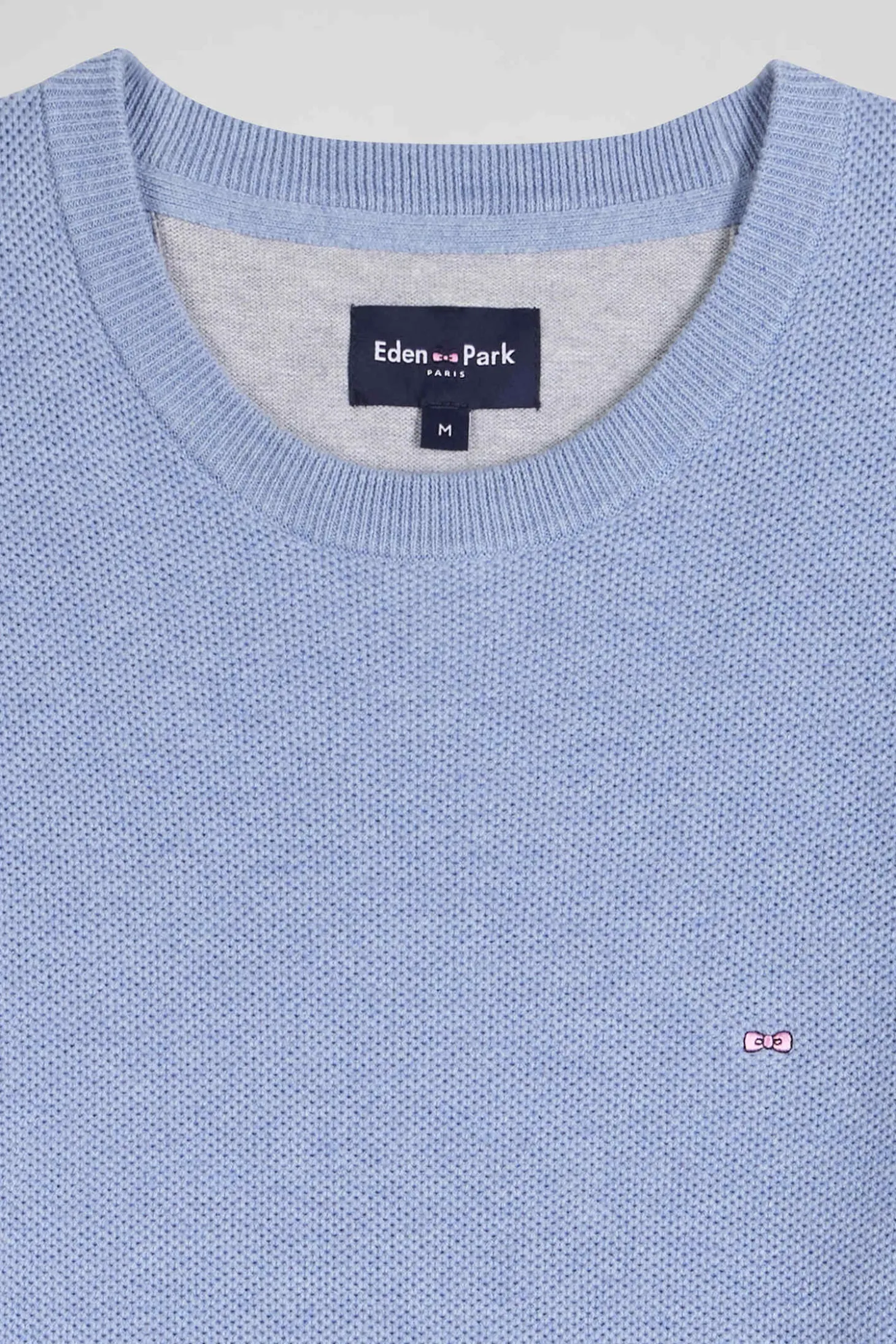 Regular sky blue cotton crew neck jumper