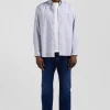 Regular sky blue cotton shirt with micro checks