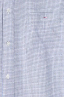 Regular sky blue cotton shirt with micro checks
