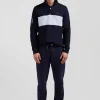 Regular sky blue long-sleeved cotton piqué polo shirt with sleeve embroidery