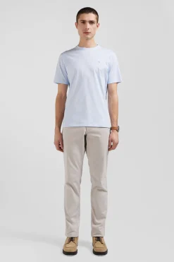 Regular sky blue Pima cotton short-sleeved T-shirt
