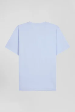 Regular sky blue Pima cotton short-sleeved T-shirt