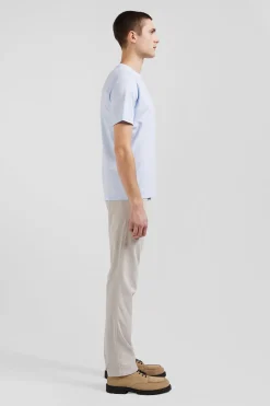 Regular sky blue Pima cotton short-sleeved T-shirt