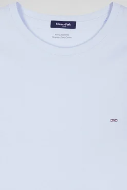 Regular sky blue Pima cotton short-sleeved T-shirt