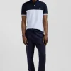Regular sky blue short-sleeved cotton piqué polo shirt with bow tie embroidery and contrasting details