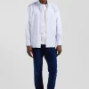 Regular sky blue striped cotton poplin shirt