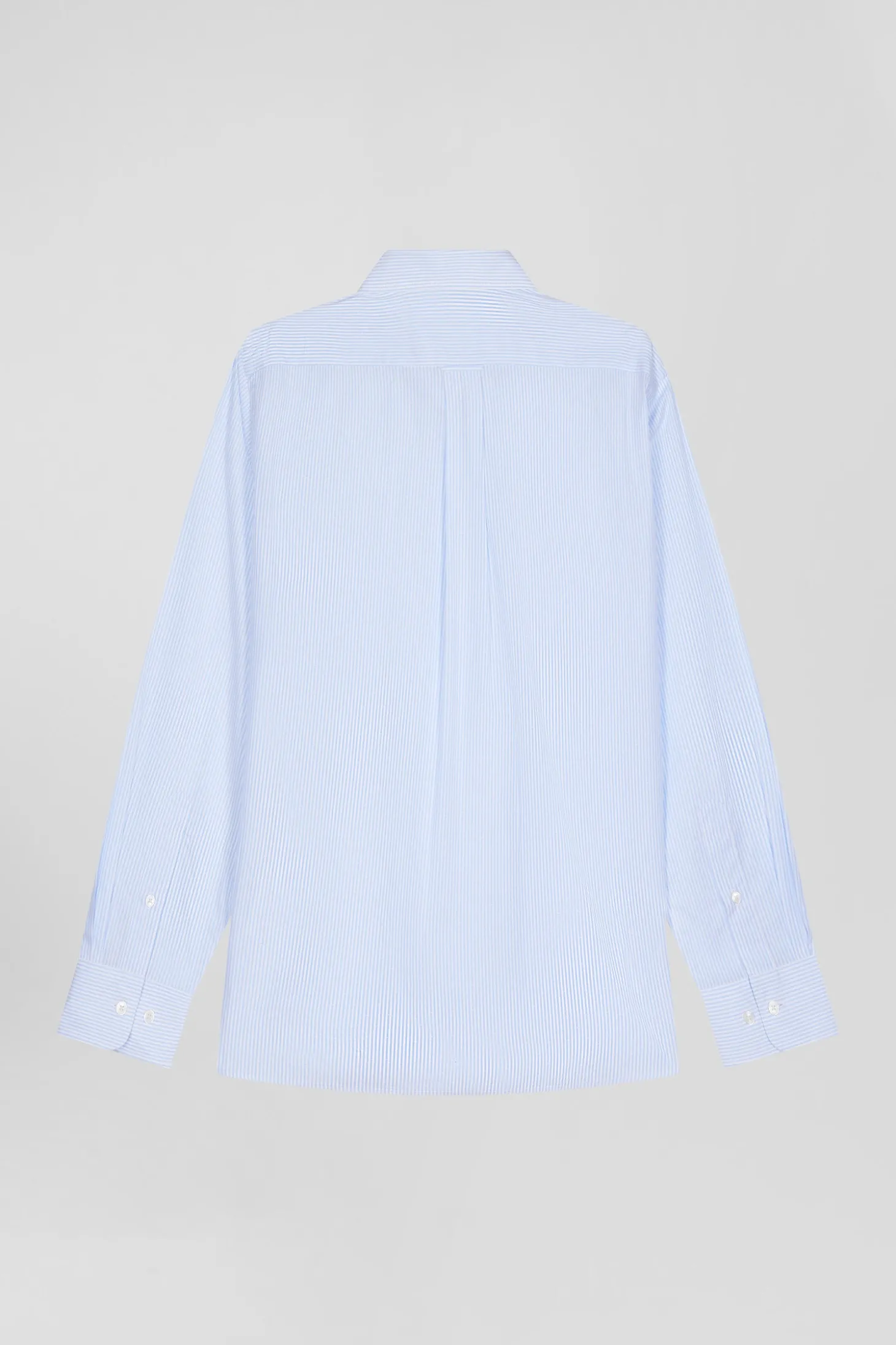 Regular sky blue striped cotton jacquard shirt