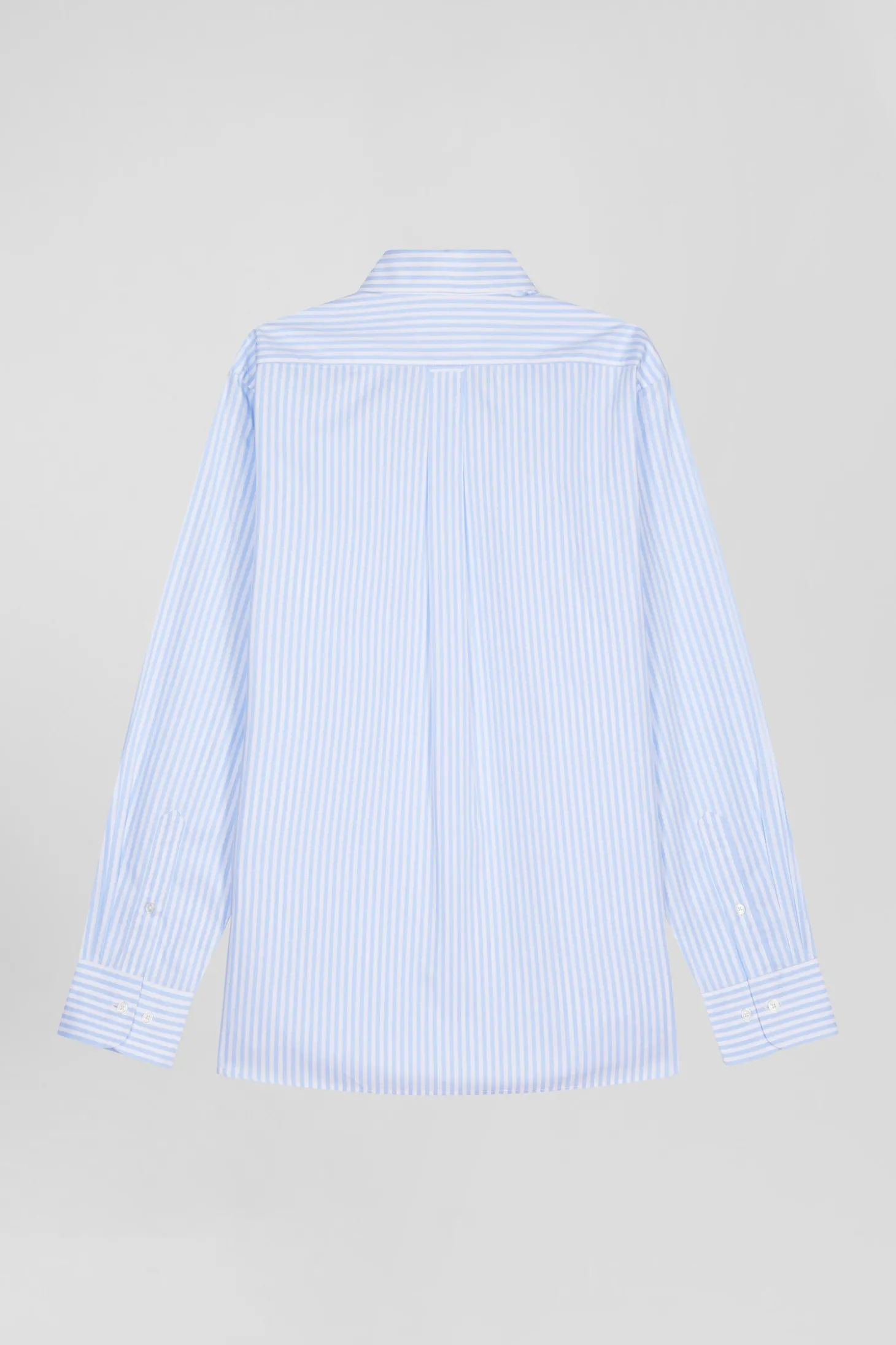 Regular sky blue striped cotton poplin shirt