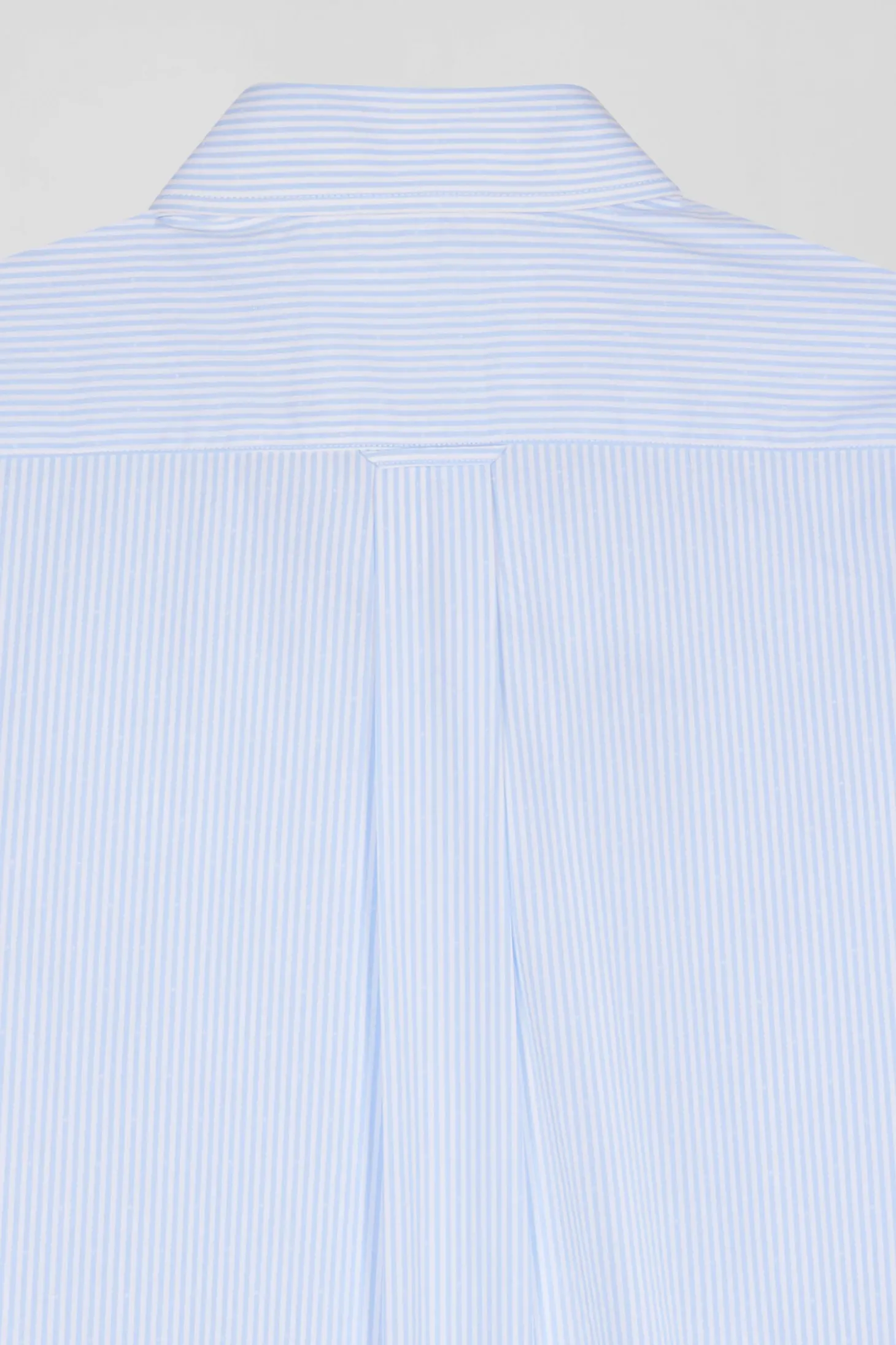 Regular sky blue striped cotton jacquard shirt