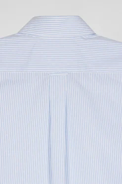 Regular sky blue striped cotton jacquard shirt