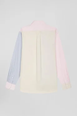Regular sky blue tricolour cotton shirt