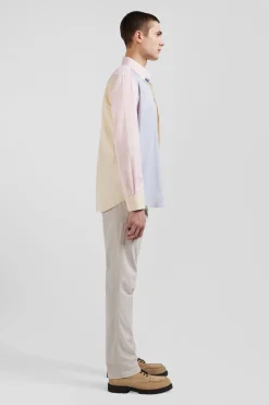Regular sky blue tricolour cotton shirt