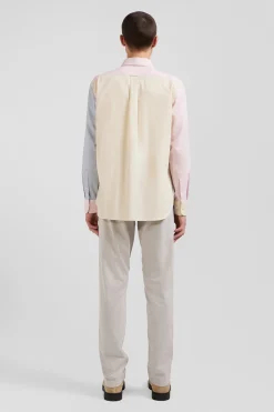 Regular sky blue tricolour cotton shirt