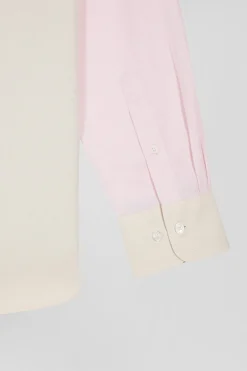 Regular sky blue tricolour cotton shirt