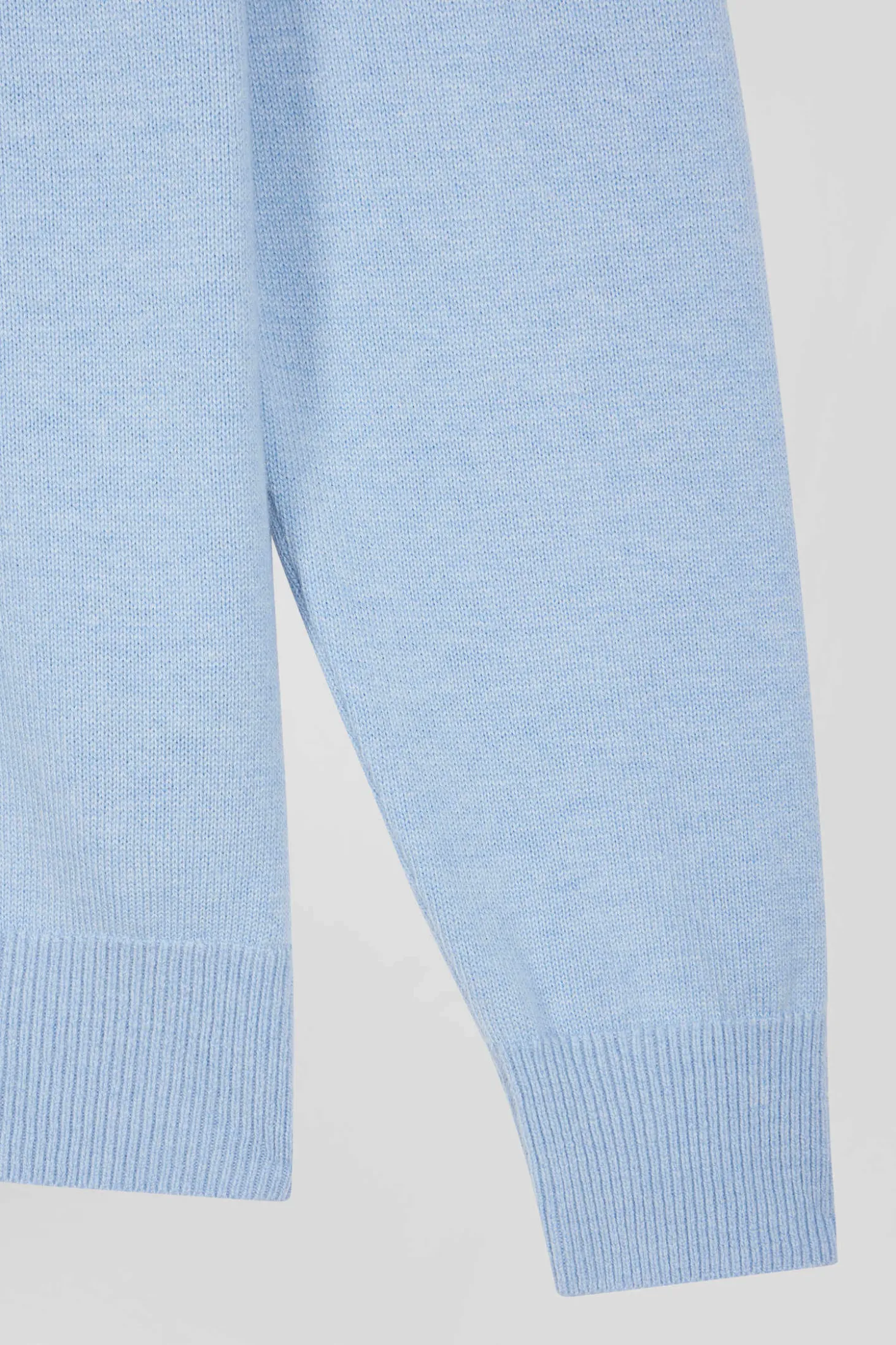 Regular sky blue wool and cotton crew neck jumper