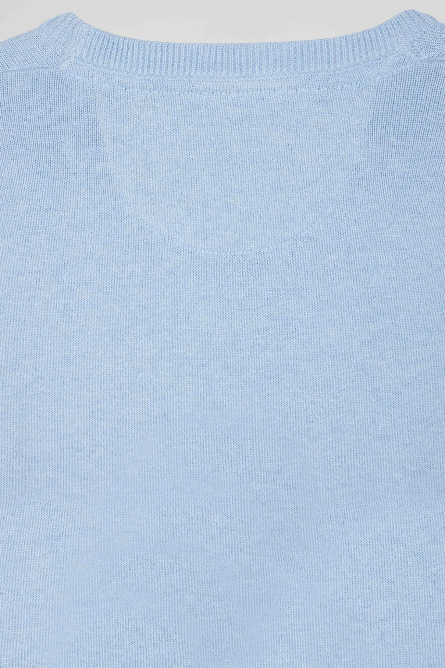 Regular sky blue wool and cotton crew neck jumper