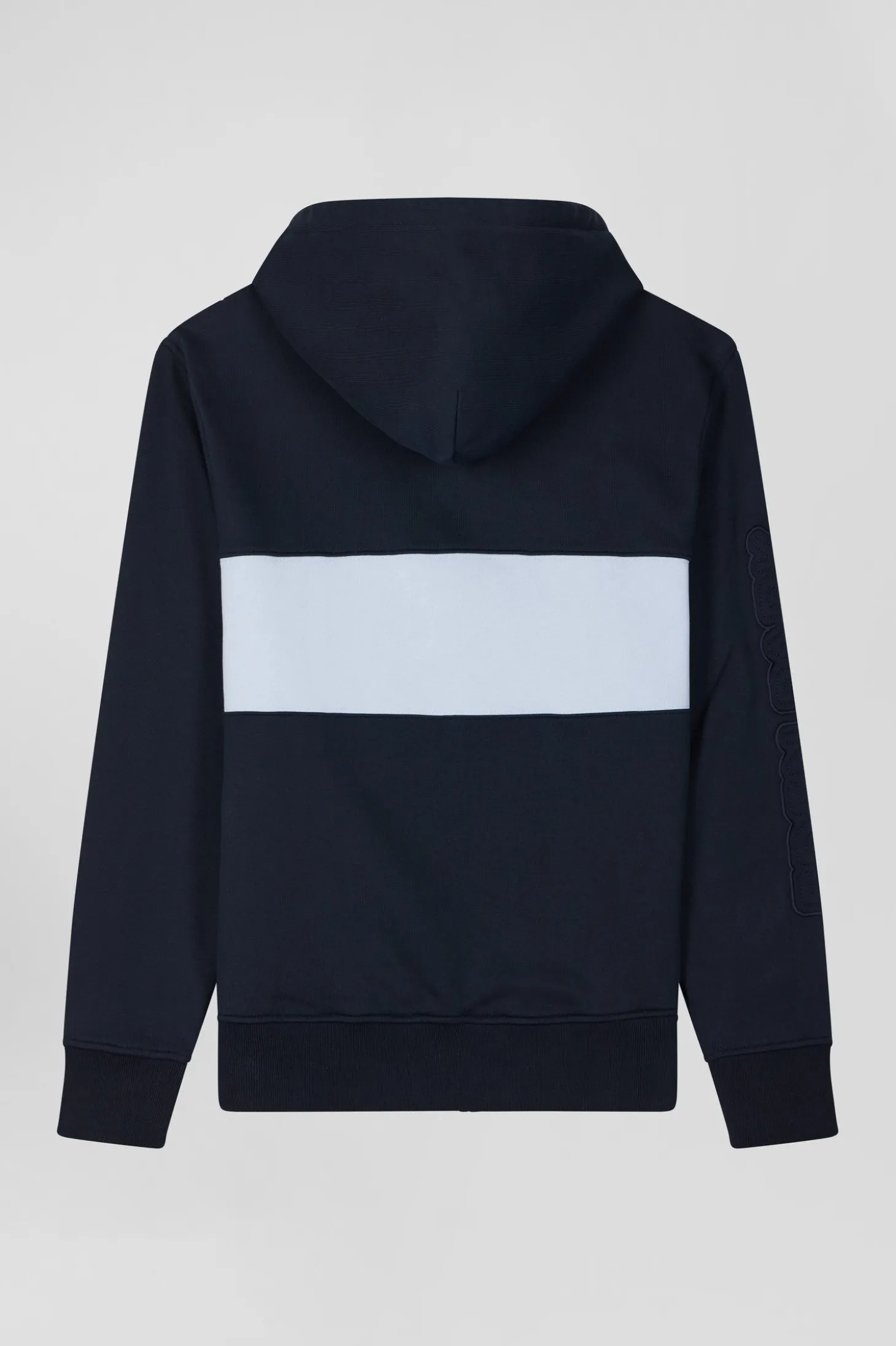 Regular sky blue zipped cotton hoodie