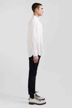 Regular white cotton shirt with back N°10 embroidery