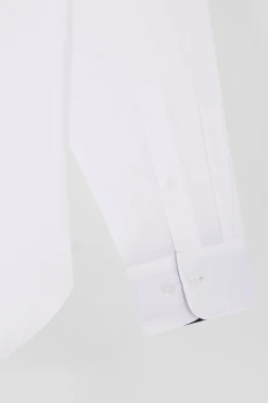 Regular white cotton shirt with back N°10 embroidery
