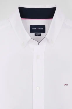 Regular white cotton shirt with back N°10 embroidery