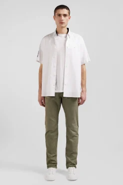 Regular white cotton short-sleeved shirt