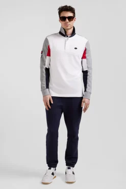 Regular white long-sleeved cotton rugby shirt