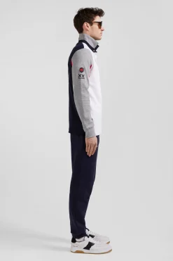 Regular white long-sleeved cotton rugby shirt