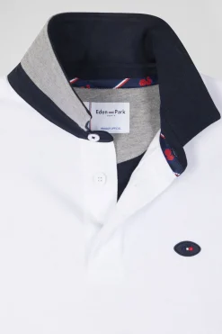Regular white long-sleeved cotton rugby shirt