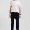 Regular white short-sleeved cotton T-shirt with back emblem embroidery