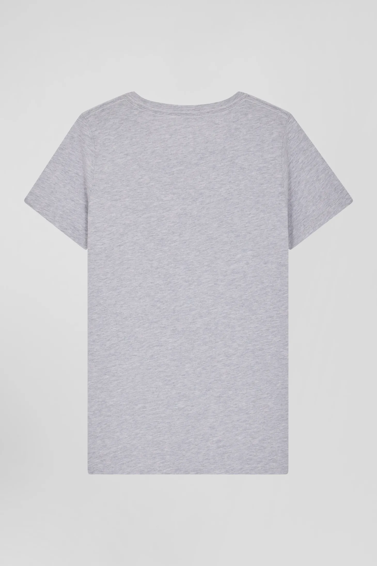 Regular women's grey short-sleeved cotton T-shirt