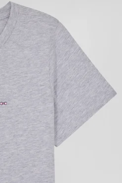 Regular women's grey short-sleeved cotton T-shirt