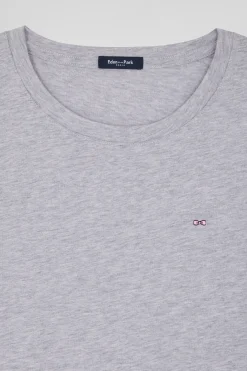 Regular women's grey short-sleeved cotton T-shirt
