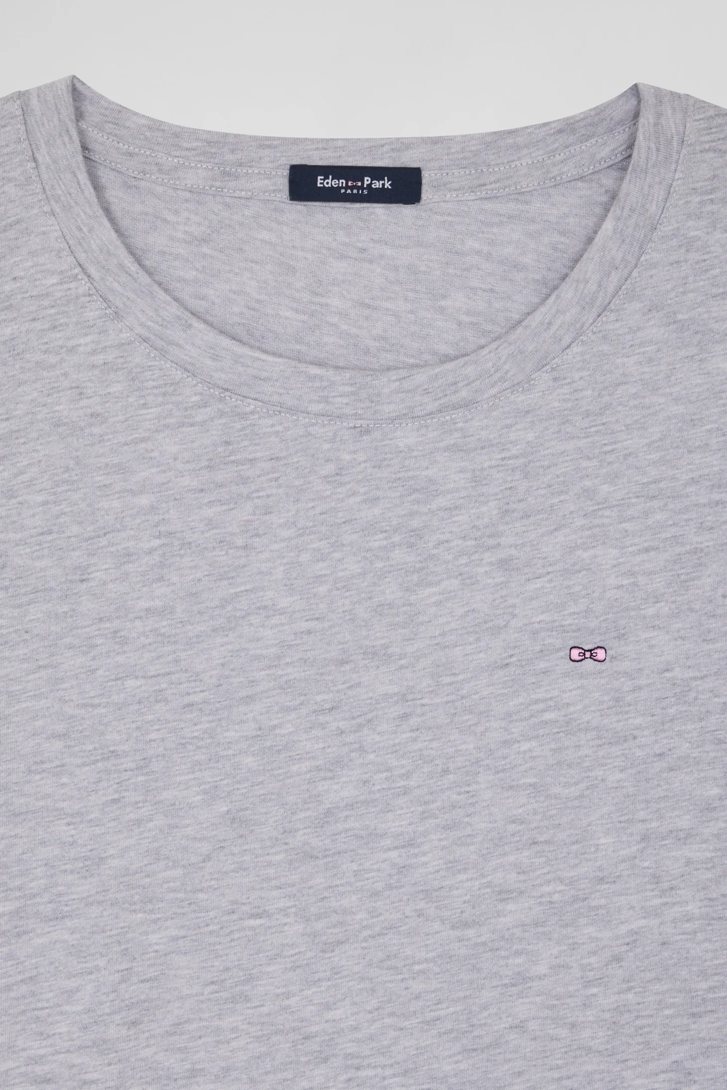 Regular women's grey short-sleeved cotton T-shirt