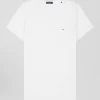 Regular women's white short-sleeved cotton T-shirt
