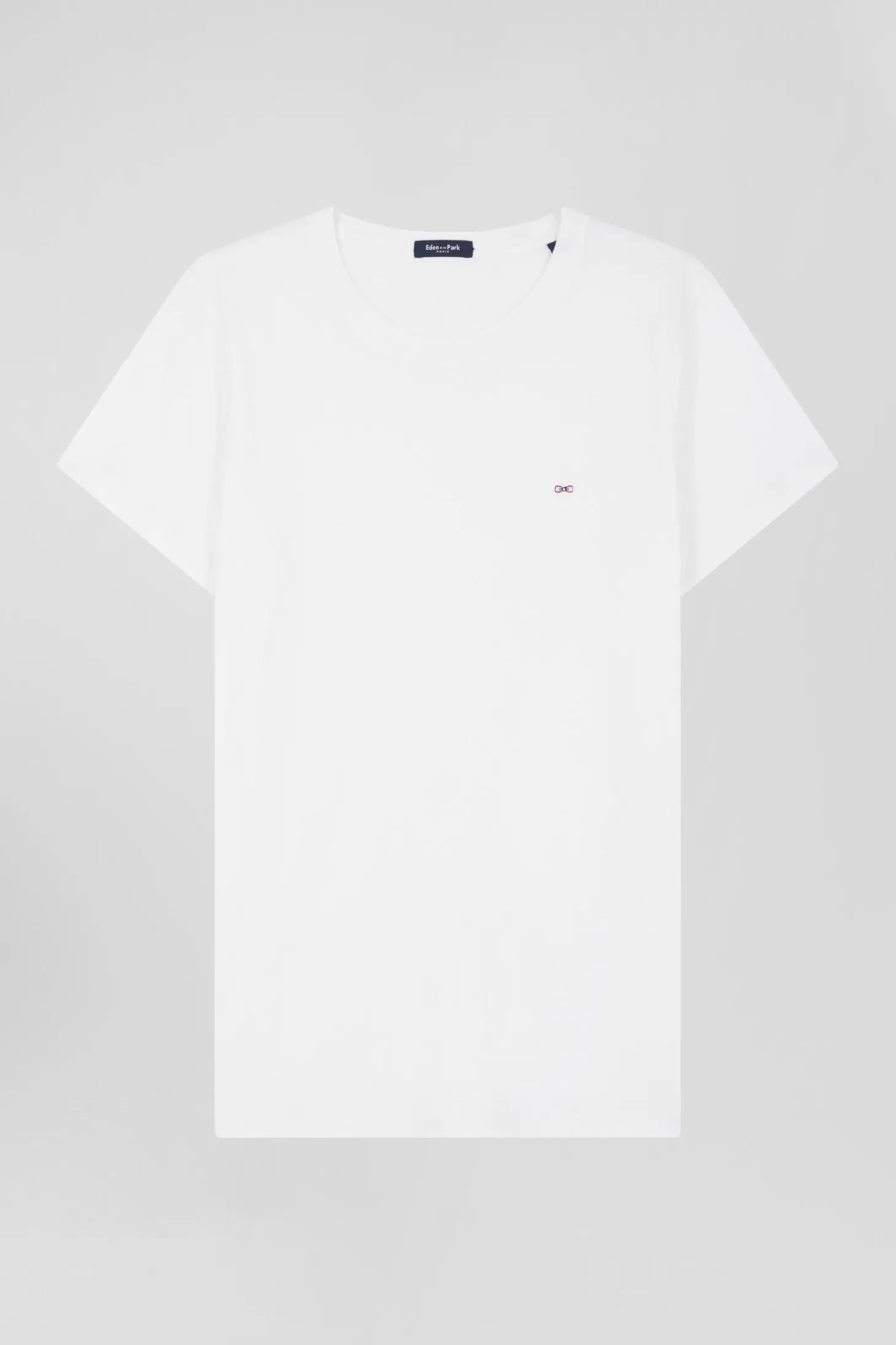 Regular women's white short-sleeved cotton T-shirt