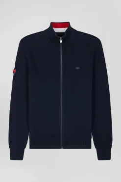 Regular XV de France navy blue cotton zipped cardigan